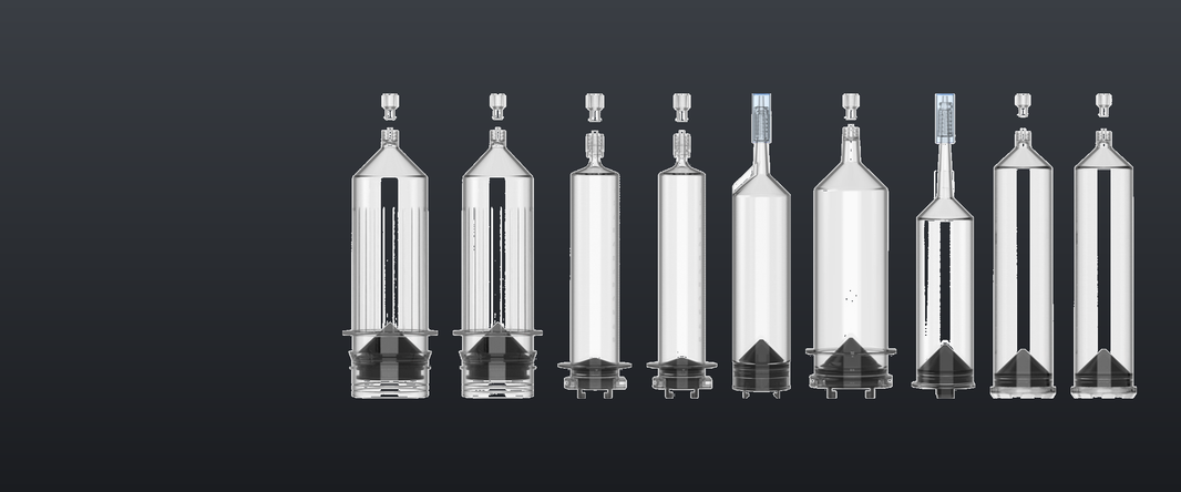 Nine contrast injector syringe kits supplied by FDM Enterprises for Medrad Stellant, Spectris, Spectris Solaris, Bracco EmpowerCT and the Mark series