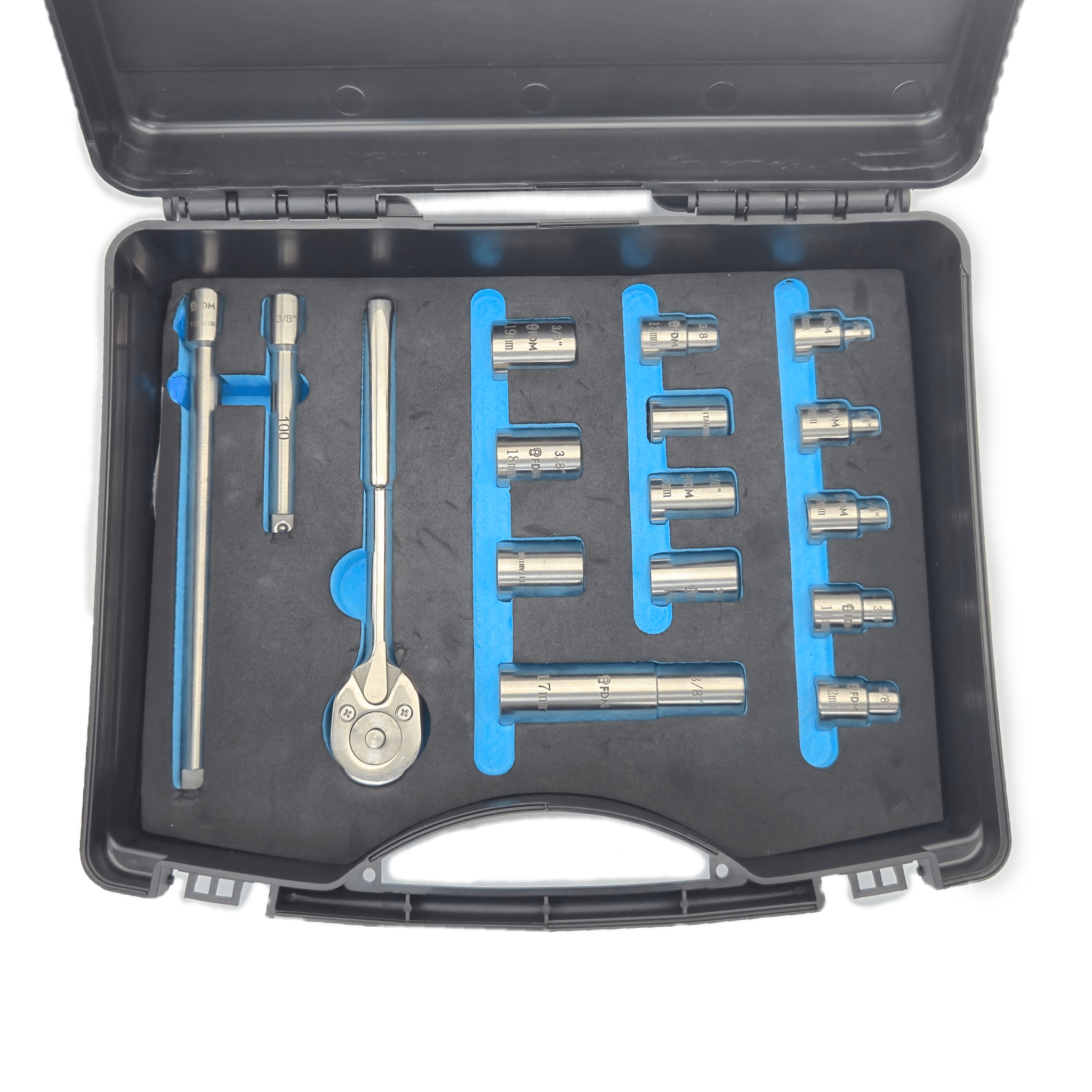 Titanium socket set complete view - MRI-Safe Non-Magnetic | FDM Enterprises