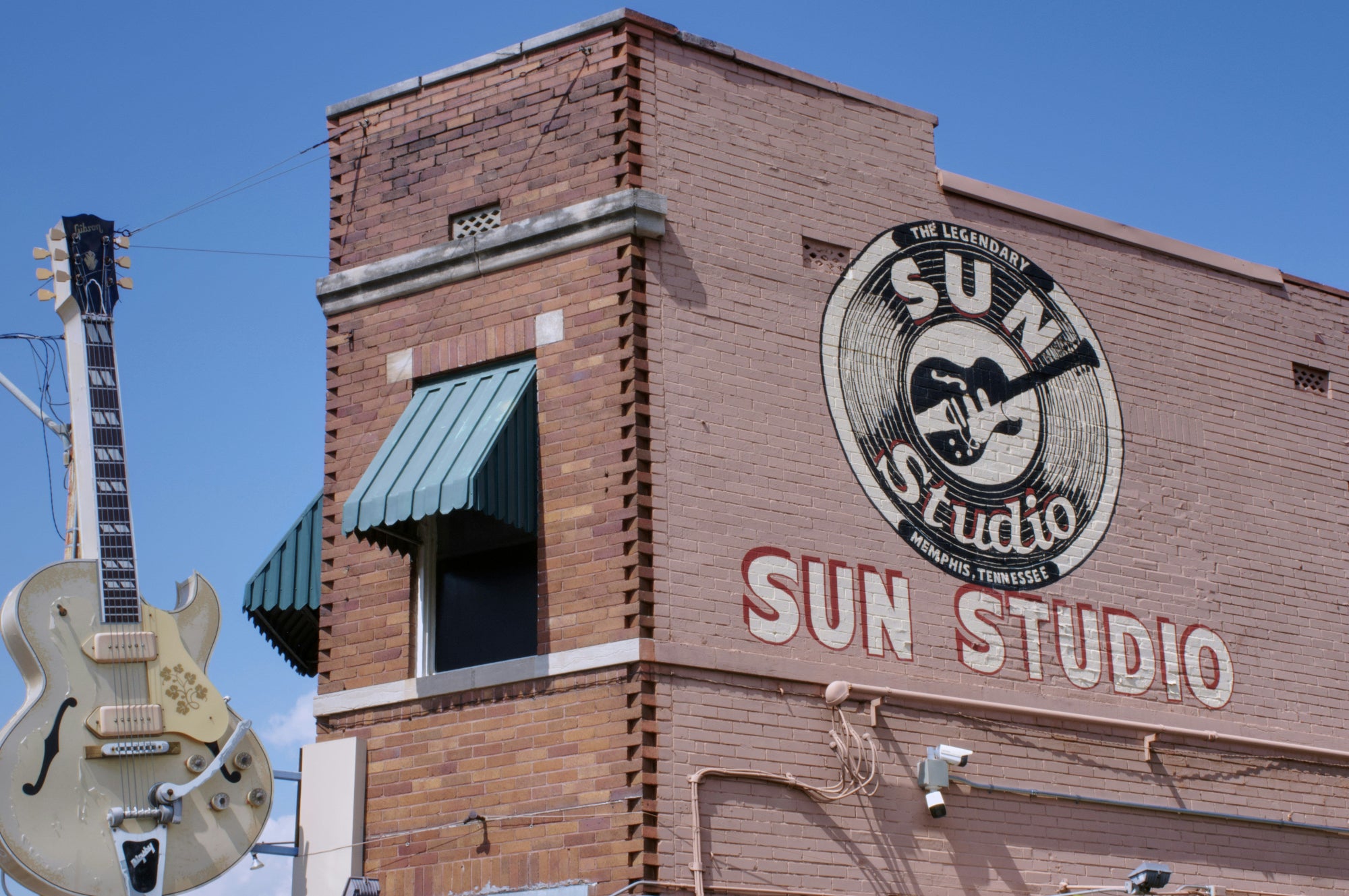 Sun Studio building and guitar sculpture in Memphis Tennessee — FDM Enterprises MRI CT and injector repair service in Memphis