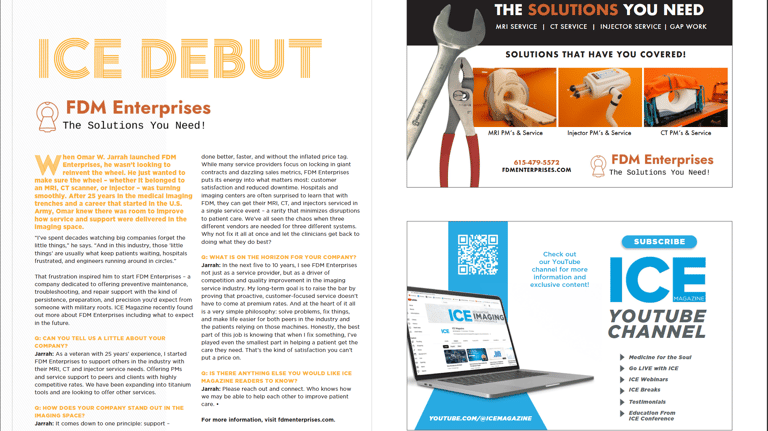 FDM Enterprises featured in ICE Magazine – MRI and CT repair solutions
